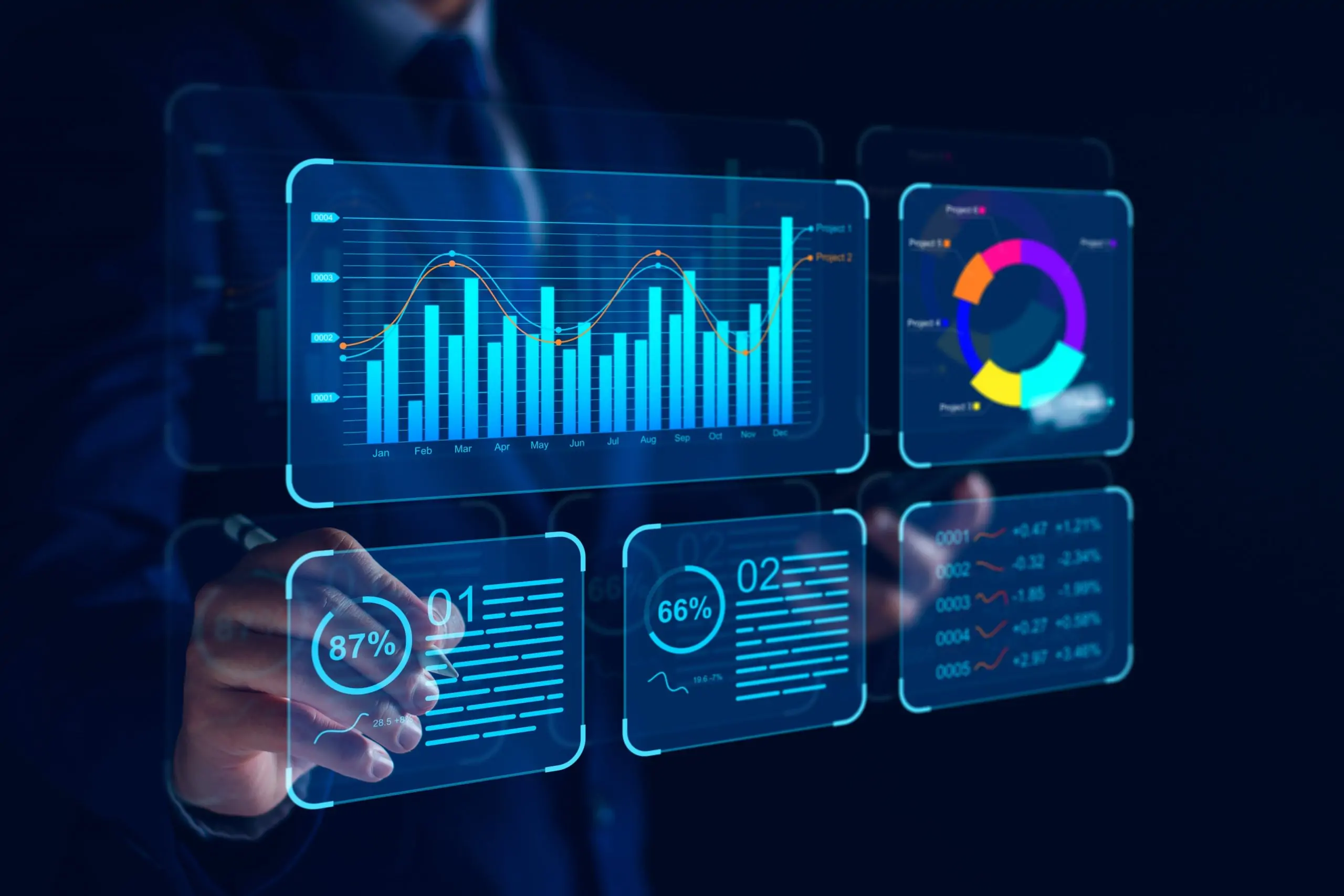 Profesional trabajando con análisis de datos y Business Intelligence